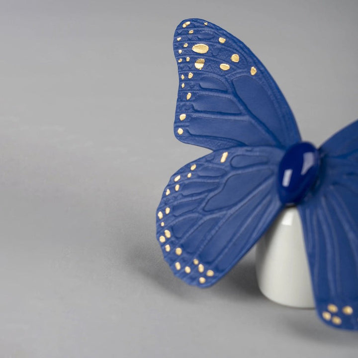 Lladró Gold Lustre Collection: Blue Butterfly Figurine sparkle-castle