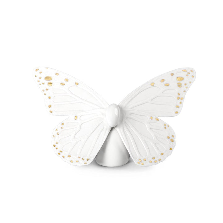 Lladró Gold Lustre Collection: White Butterfly Figurine sparkle-castle