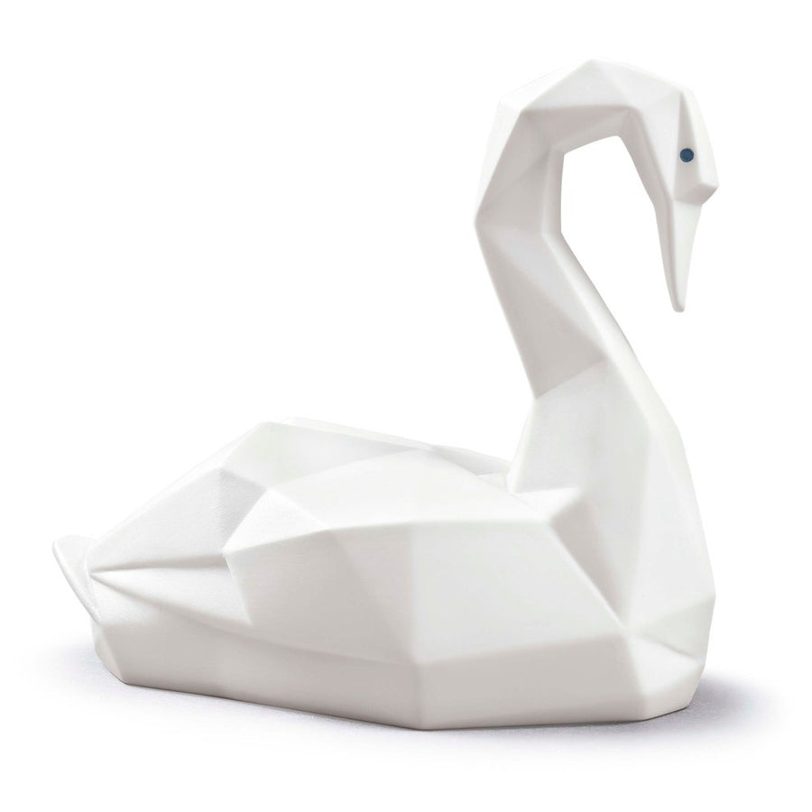 Lladró Origami Collection: Swan Matte White Figurine sparkle-castle