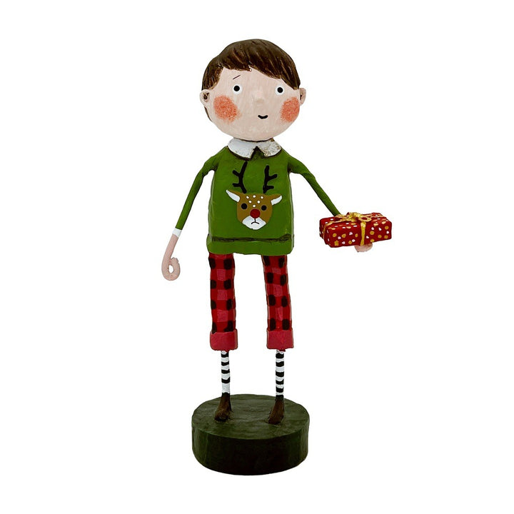 Lori Mitchell Christmas Collection: Gift Exchange Boy Figurine sparkle-castle