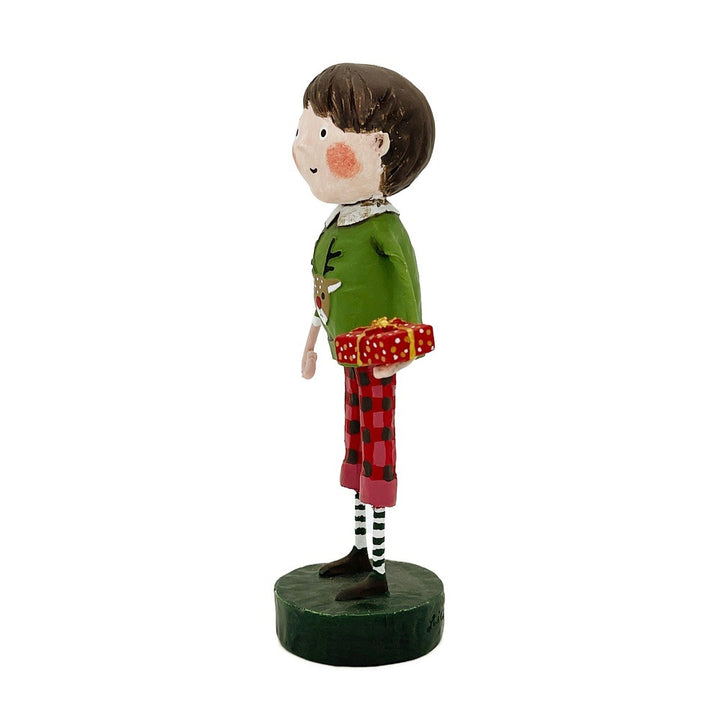Lori Mitchell Christmas Collection: Gift Exchange Boy Figurine sparkle-castle