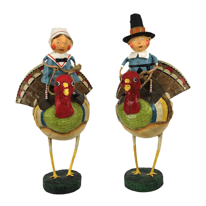 Lori Mitchell Thanksgiving Collection: Tom and Goodie Gobblers Figurines, Set of 2 sparkle-castle
