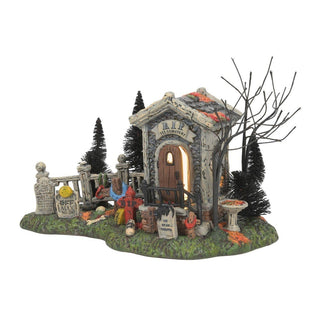 Snow Village Halloween: R.I.P. Cemetery sparkle-castle